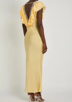 Gracie lace-trim silk-blend maxi dress