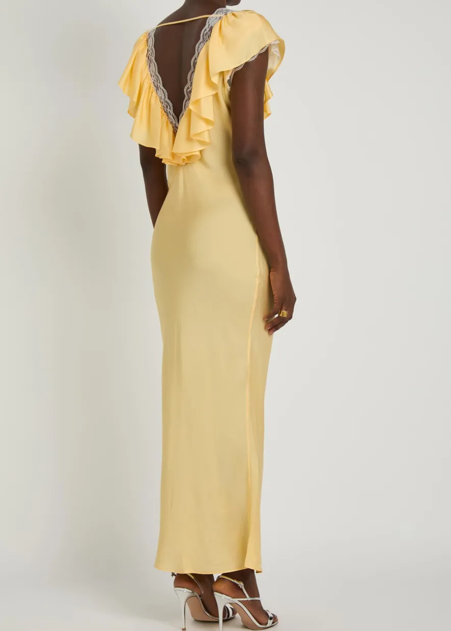Gracie lace-trim silk-blend maxi dress