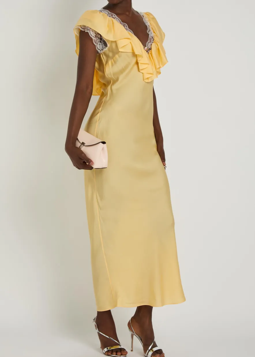 Gracie lace-trim silk-blend maxi dress