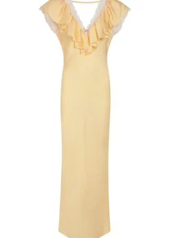 Gracie lace-trim silk-blend maxi dress