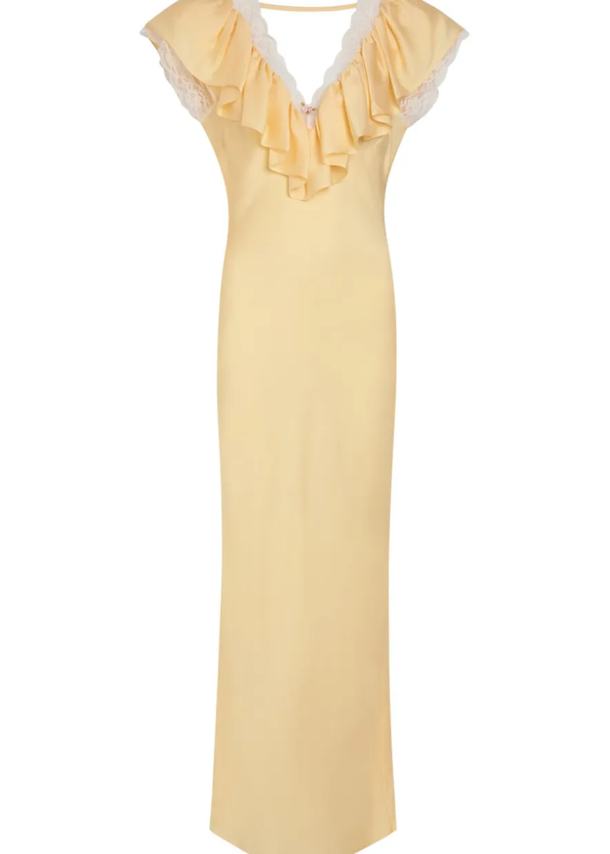 Gracie lace-trim silk-blend maxi dress