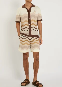 Gradient pattern knit cotton shirt