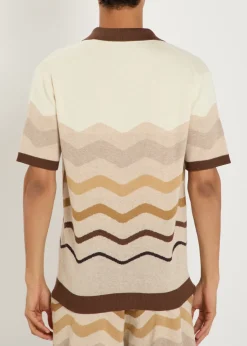 Gradient pattern knit cotton shirt