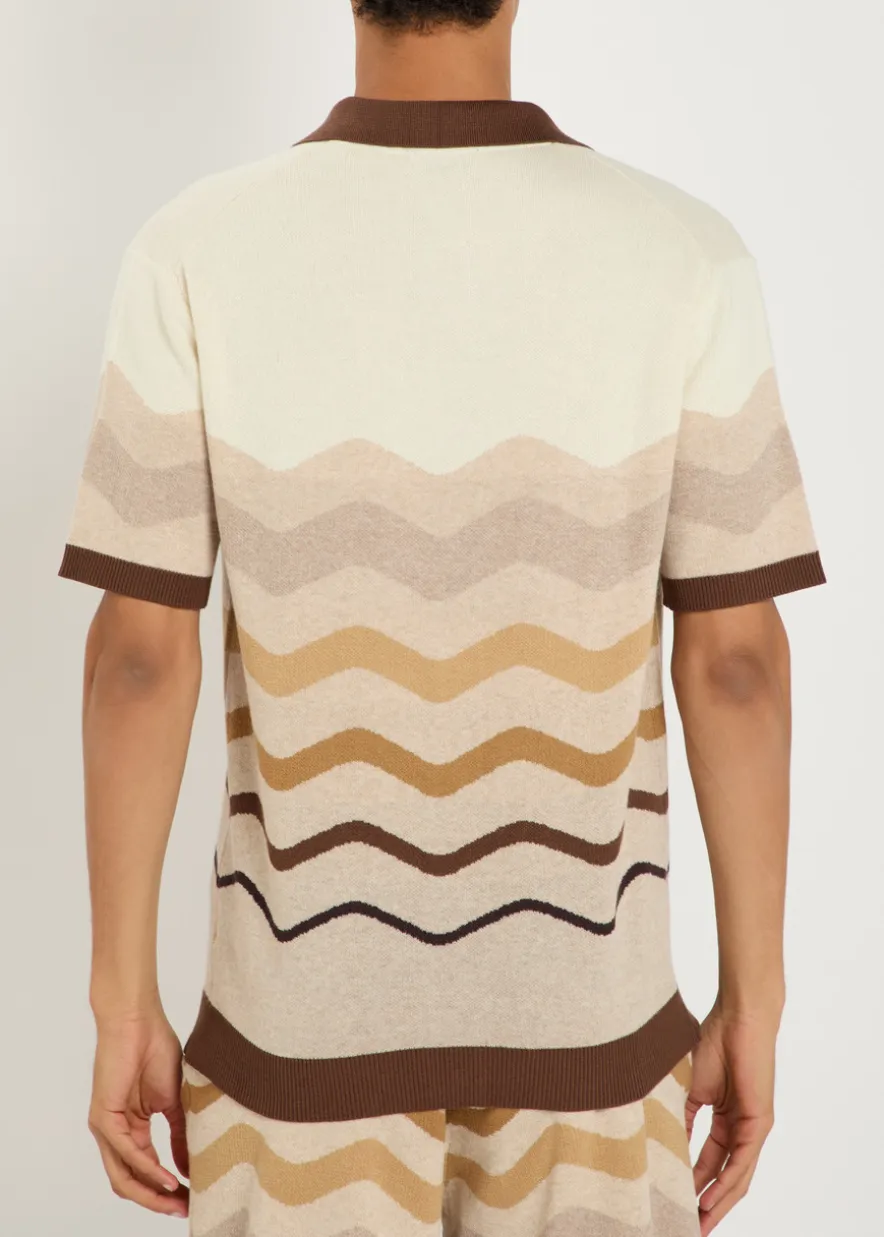 Gradient pattern knit cotton shirt