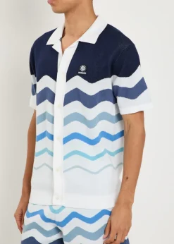 Gradient pattern knit cotton shirt