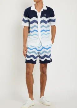 Gradient pattern knit cotton shirt