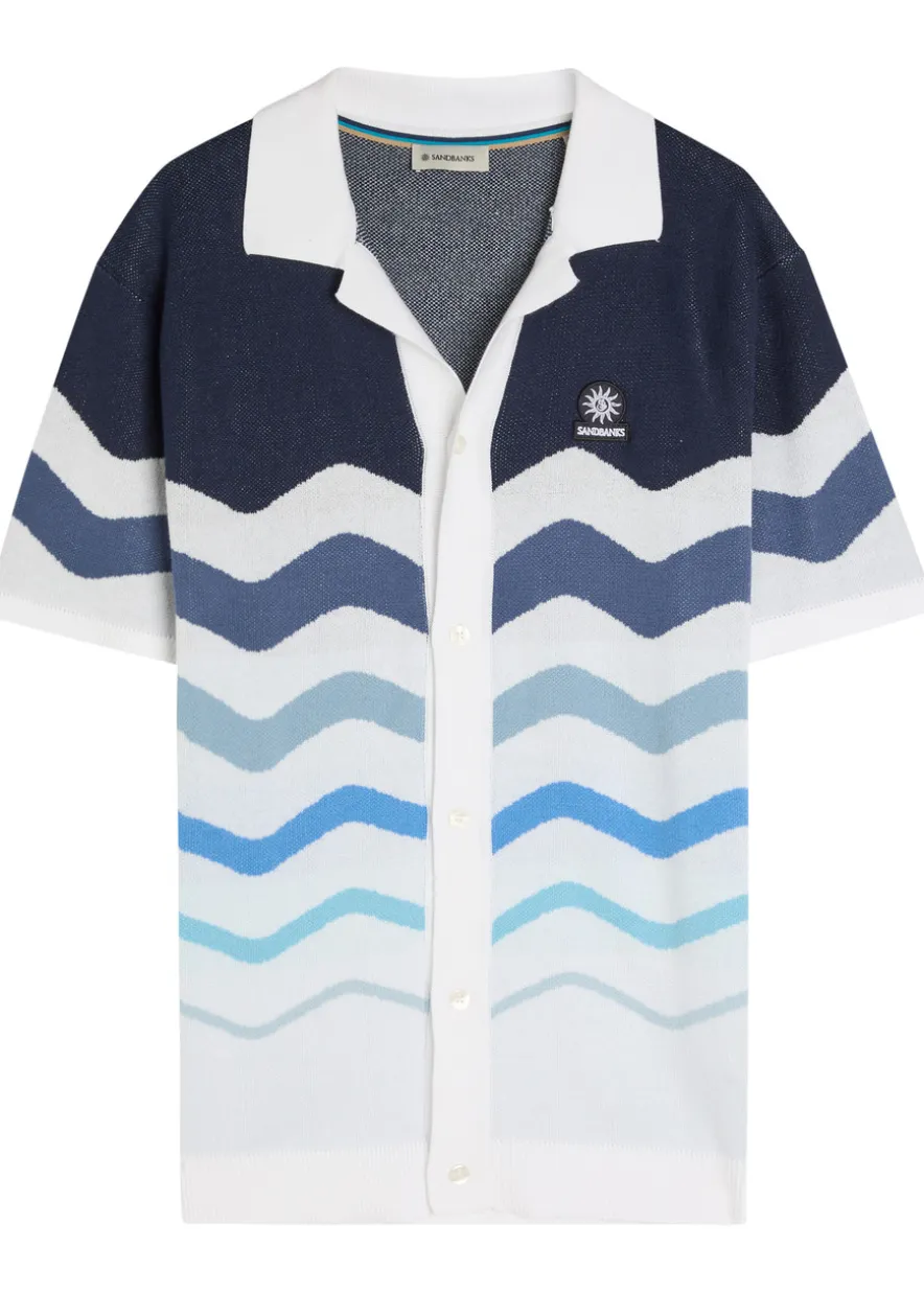 Gradient pattern knit cotton shirt