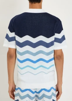 Gradient pattern knit cotton shirt