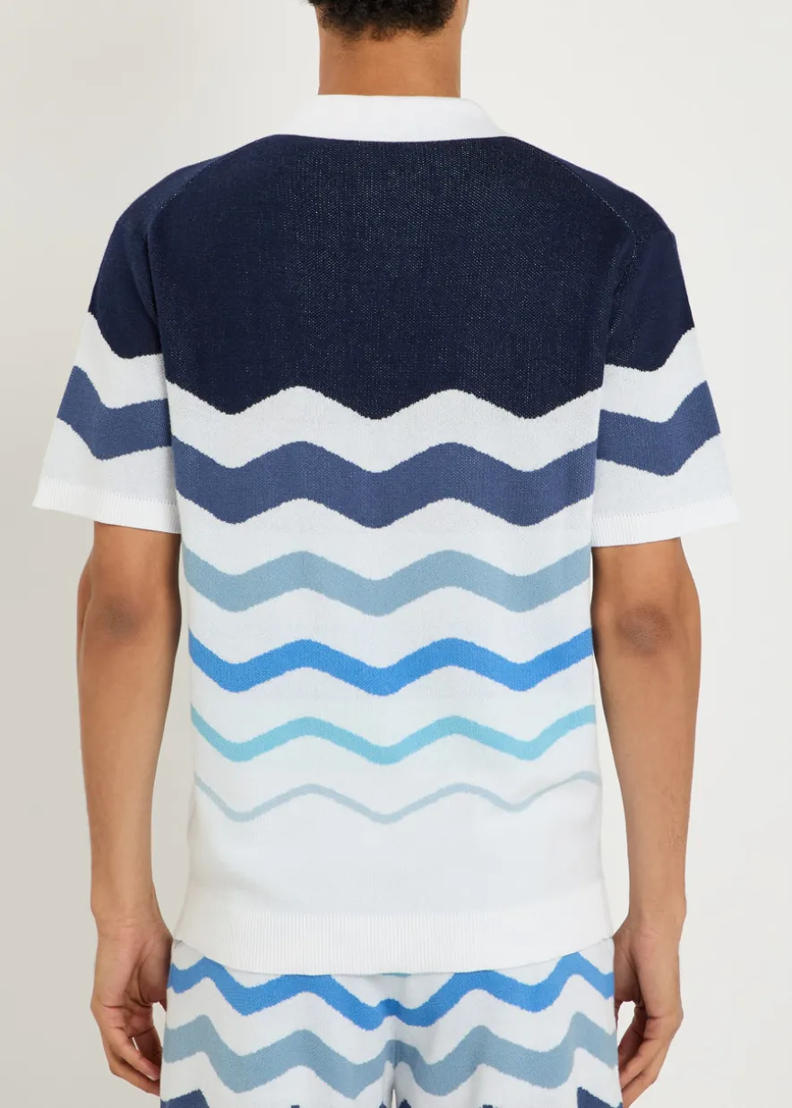 Gradient pattern knit cotton shirt
