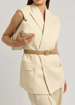 Grained leather belt