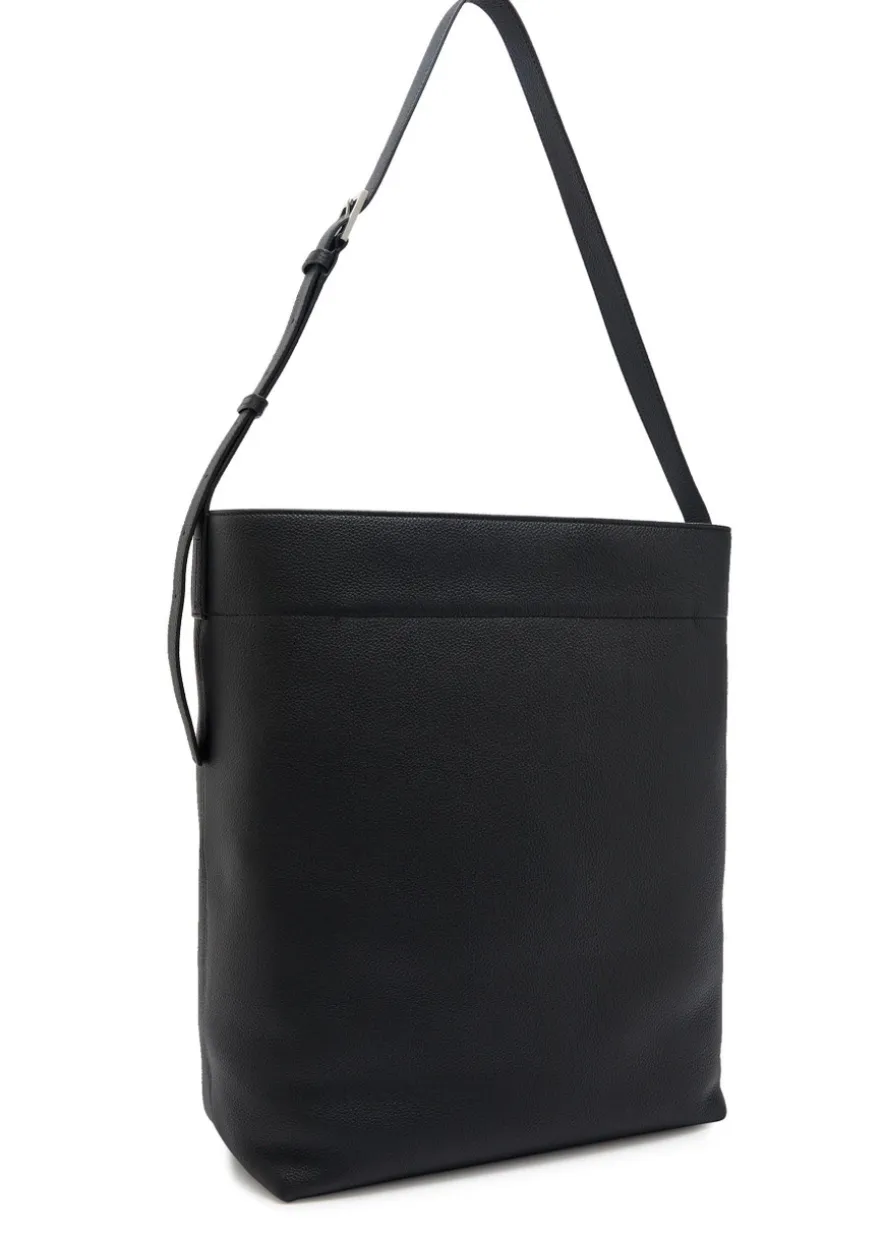 Grained leather bucket bag
