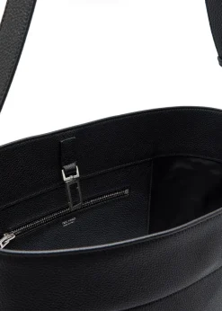Grained leather bucket bag