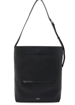 Grained leather bucket bag
