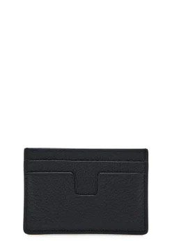 Grained leather card holder