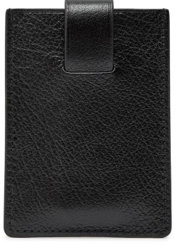 Grained leather card holder