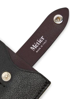 Grained leather card holder