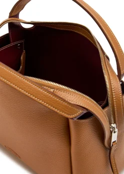 Grained leather top handle bag