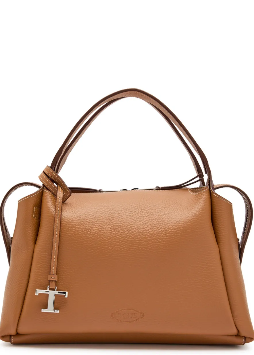 Grained leather top handle bag