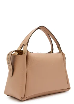 Grained leather top handle bag