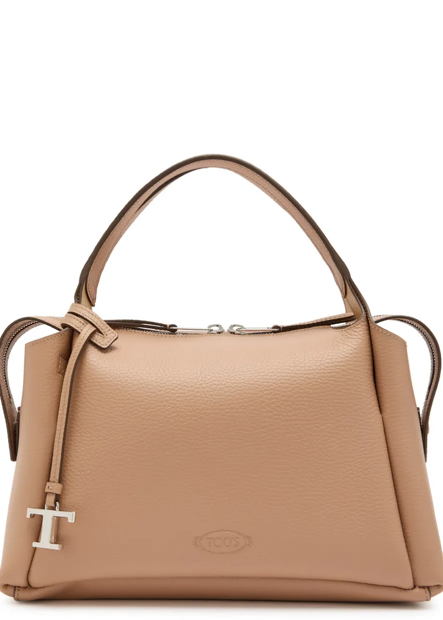 Grained leather top handle bag