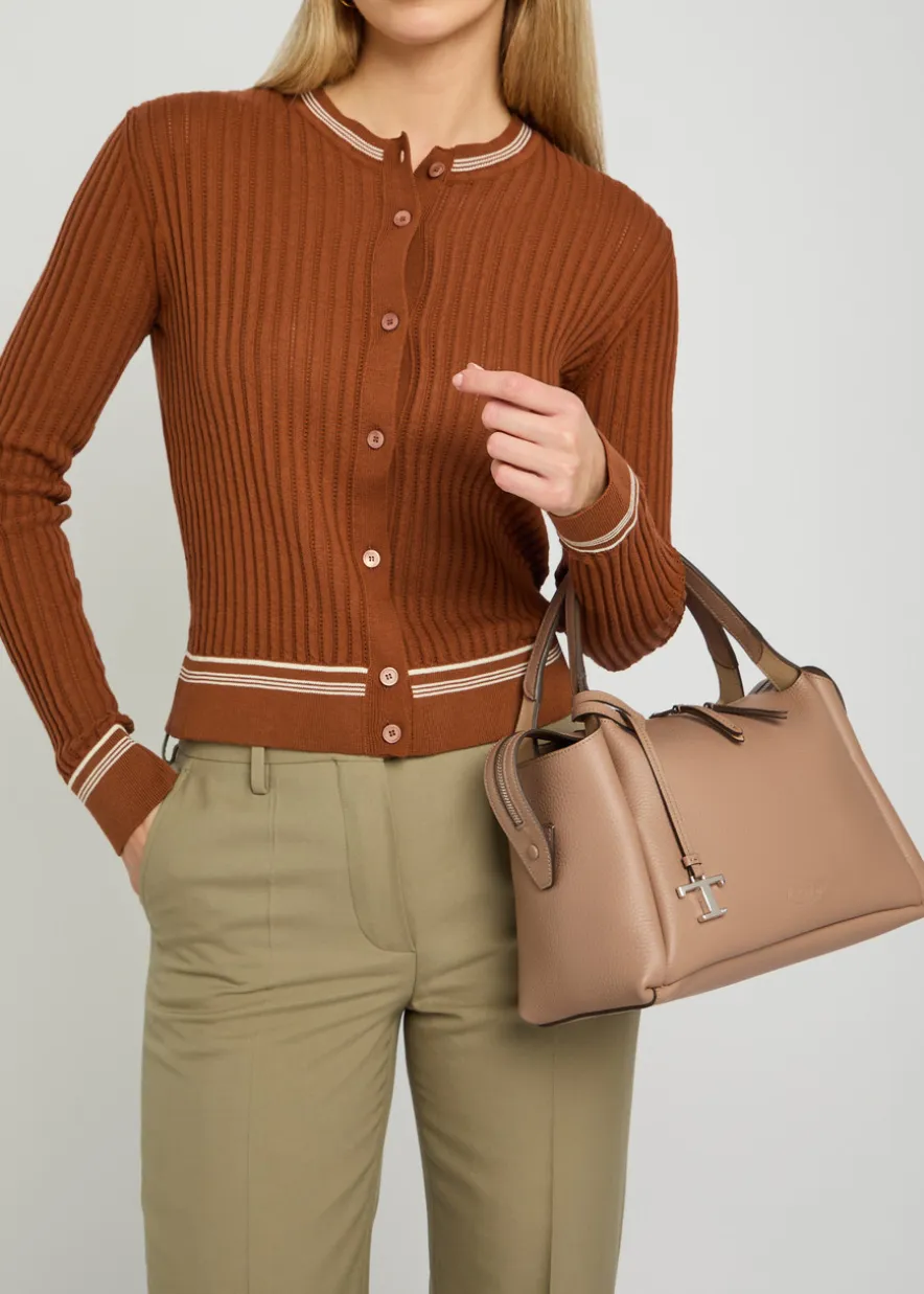 Grained leather top handle bag