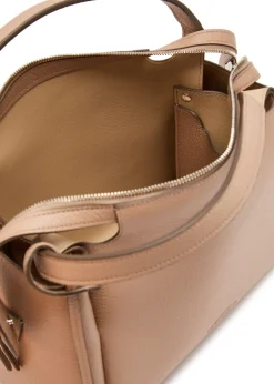 Grained leather top handle bag
