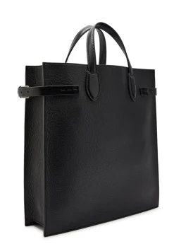 Grained leather tote