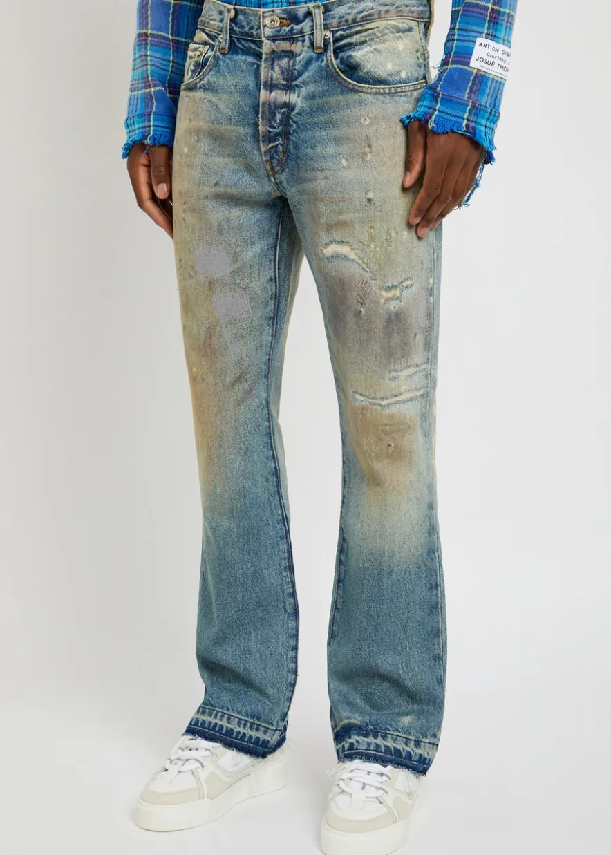 Greased 646 flared-leg jeans