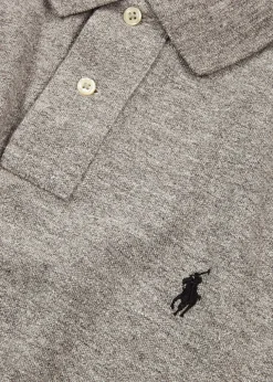 Grey slim piqué cotton polo shirt