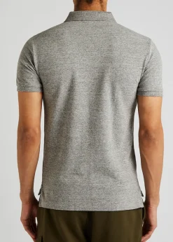 Grey slim piqué cotton polo shirt