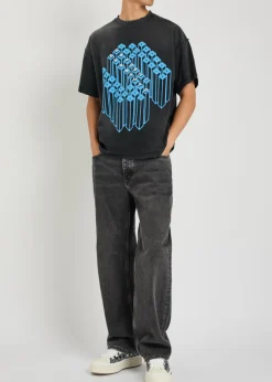 Gridlock embellished distressed cotton T-shirt