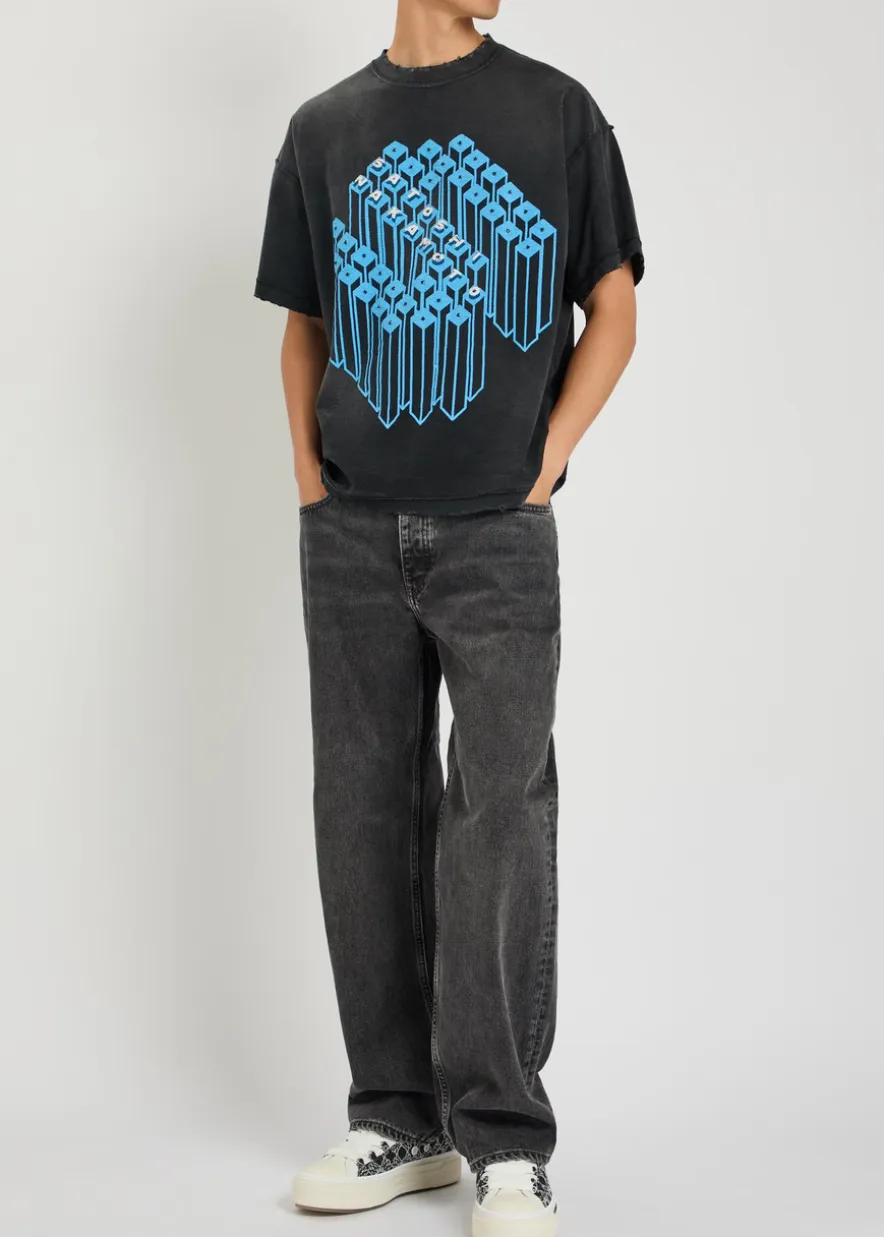 Gridlock embellished distressed cotton T-shirt