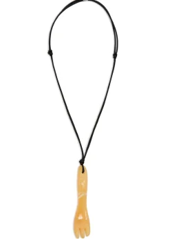 Gua Sha Fork aragonite and leather necklace