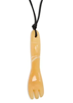 Gua Sha Fork aragonite and leather necklace