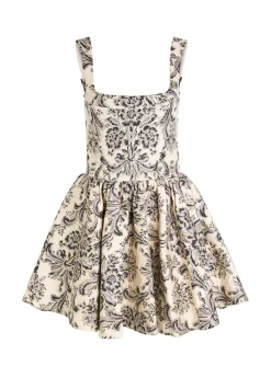 Guinevere Bustier floral-jacquard woven mini dress