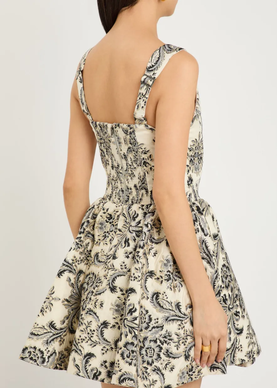 Guinevere Bustier floral-jacquard woven mini dress