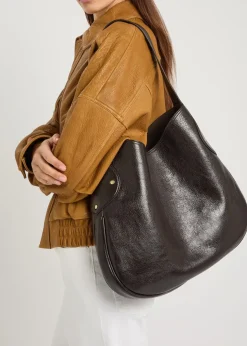 Hackney glossed grained leather shoulder bag