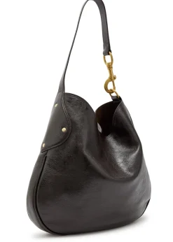 Hackney glossed grained leather shoulder bag