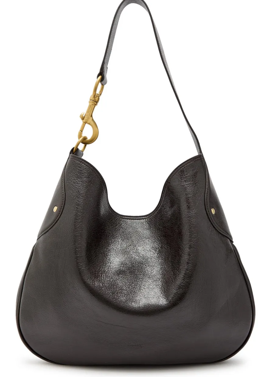 Hackney glossed grained leather shoulder bag