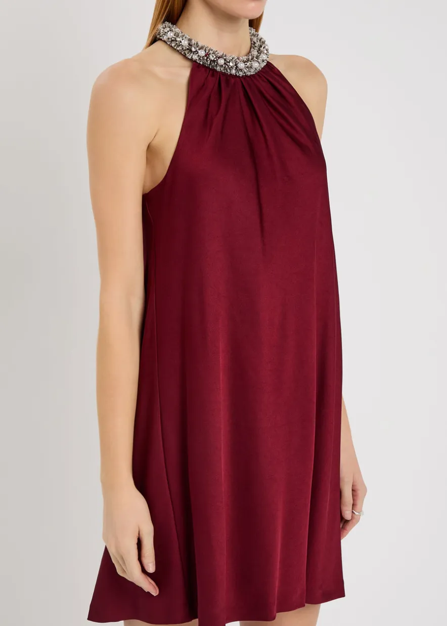 Hadleigh embellished satin mini dress