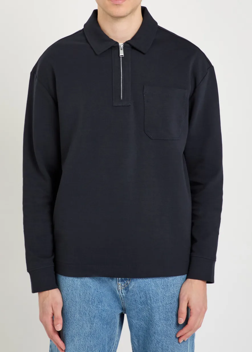 Half-zip cotton-blend sweatshirt