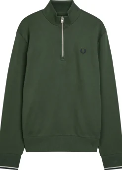 Half-zip logo-embroidered cotton sweatshirt