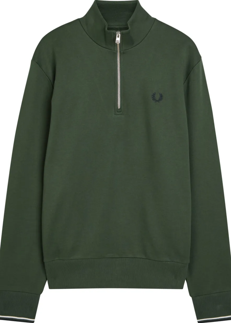 Half-zip logo-embroidered cotton sweatshirt