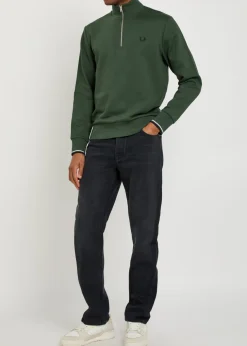 Half-zip logo-embroidered cotton sweatshirt