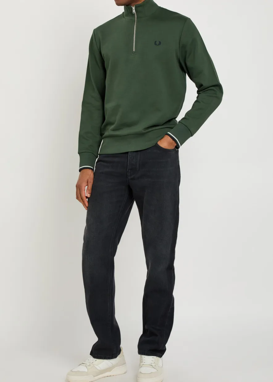 Half-zip logo-embroidered cotton sweatshirt