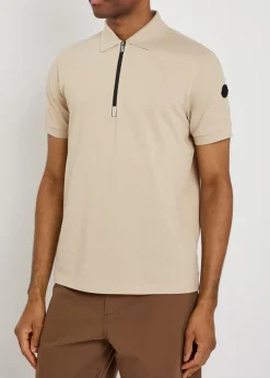 Half-zip piqué cotton shirt