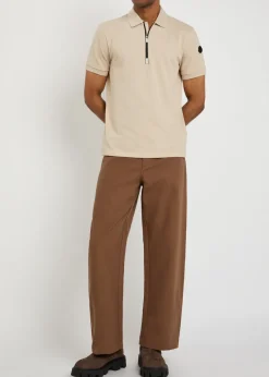 Half-zip piqué cotton shirt