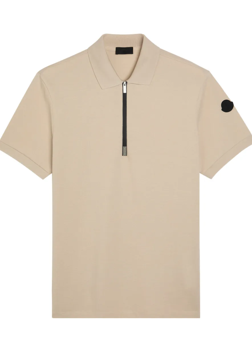 Half-zip piqué cotton shirt