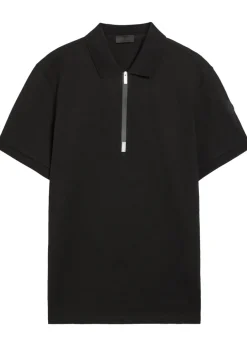 Half-zip piqué cotton shirt