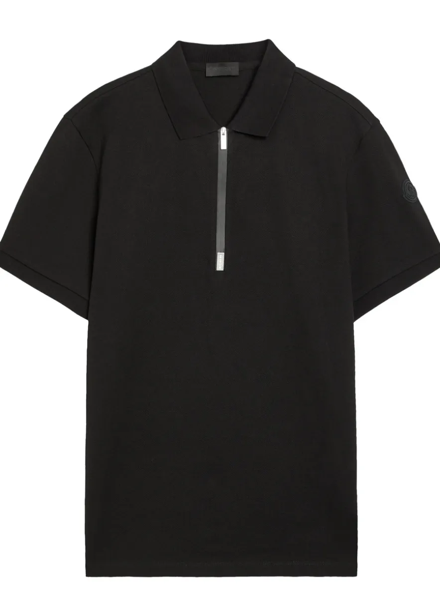 Half-zip piqué cotton shirt